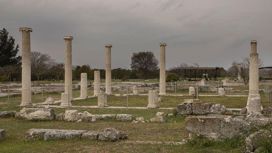Restos de la antigua ciudad macedonia de Pella.