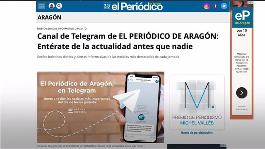 Súmate al canal de Telegram de EL PERIÓDICO DE ARAGÓN y entérate de la actualidad al minuto