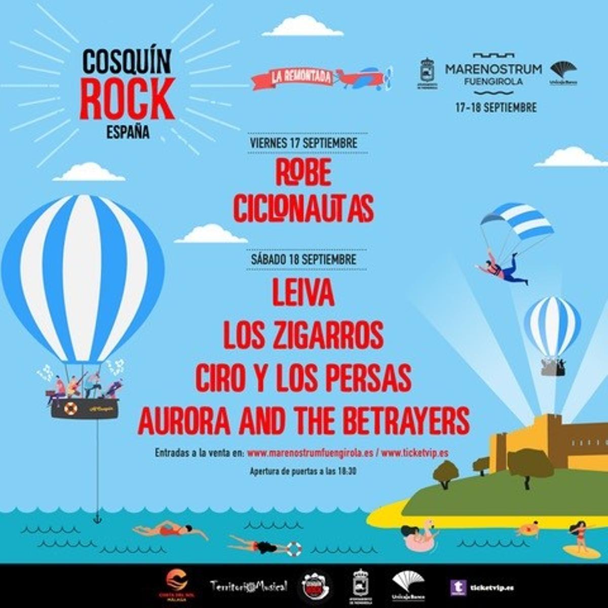 Archivo - Cartel de Cosquín Rock en Marenostrum Fuengirola