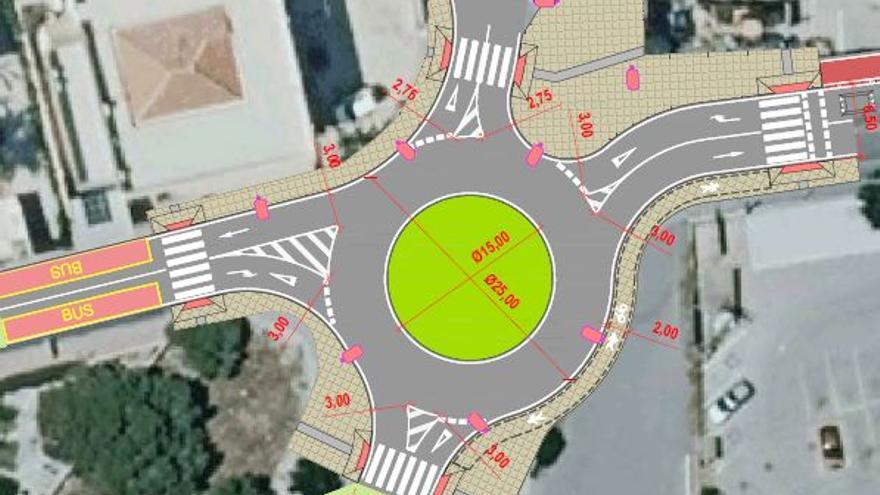 Proyecto movilidad sostenible fase 1, plano intersección Camí de la Mar y avenida Constitución.