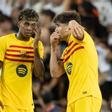 Lamine Yamal, Pau Cubarsí y Marc Casadó en Mestalla