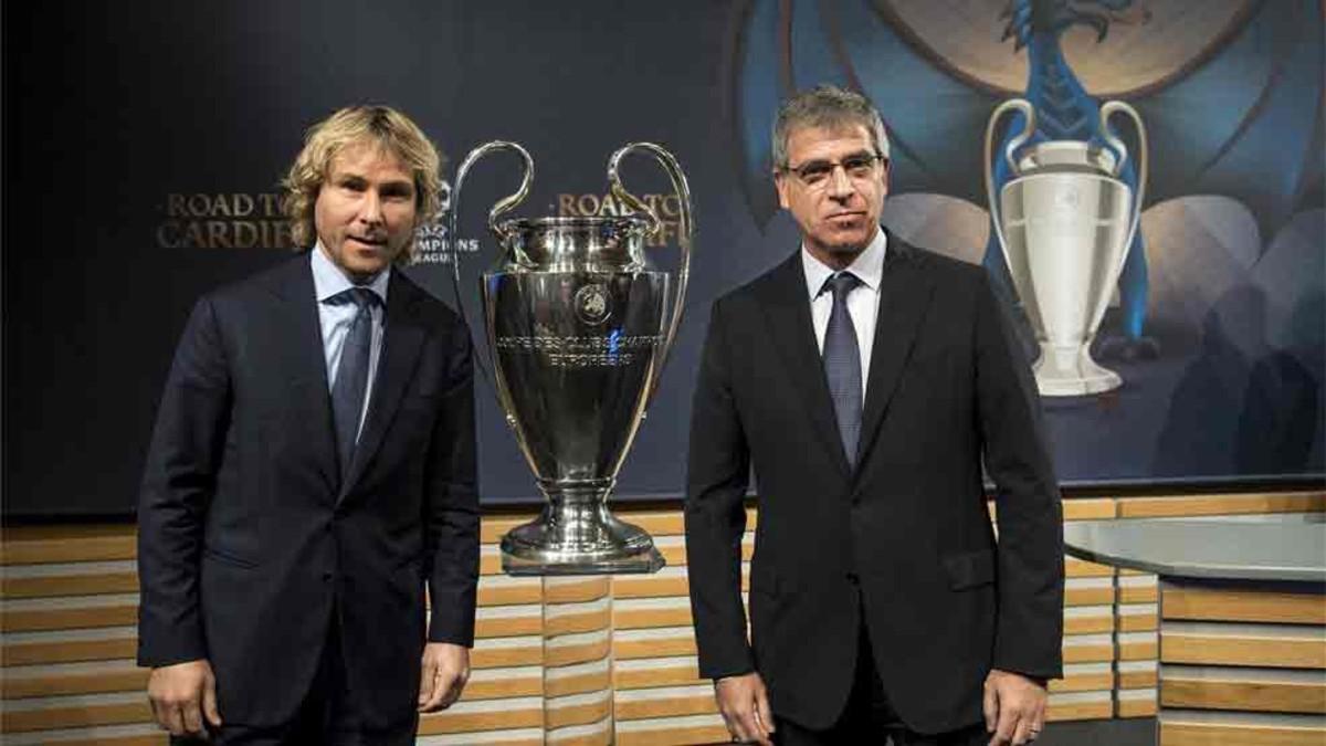 Nedved, junto a Jordi Mestre, en Nyon