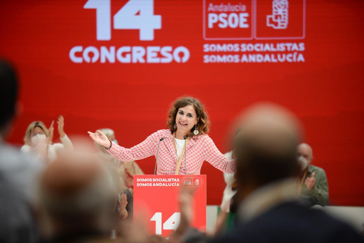 María Jesús Montero en su intervención en el Congreso del PSOE andaluz en Torremolinos.