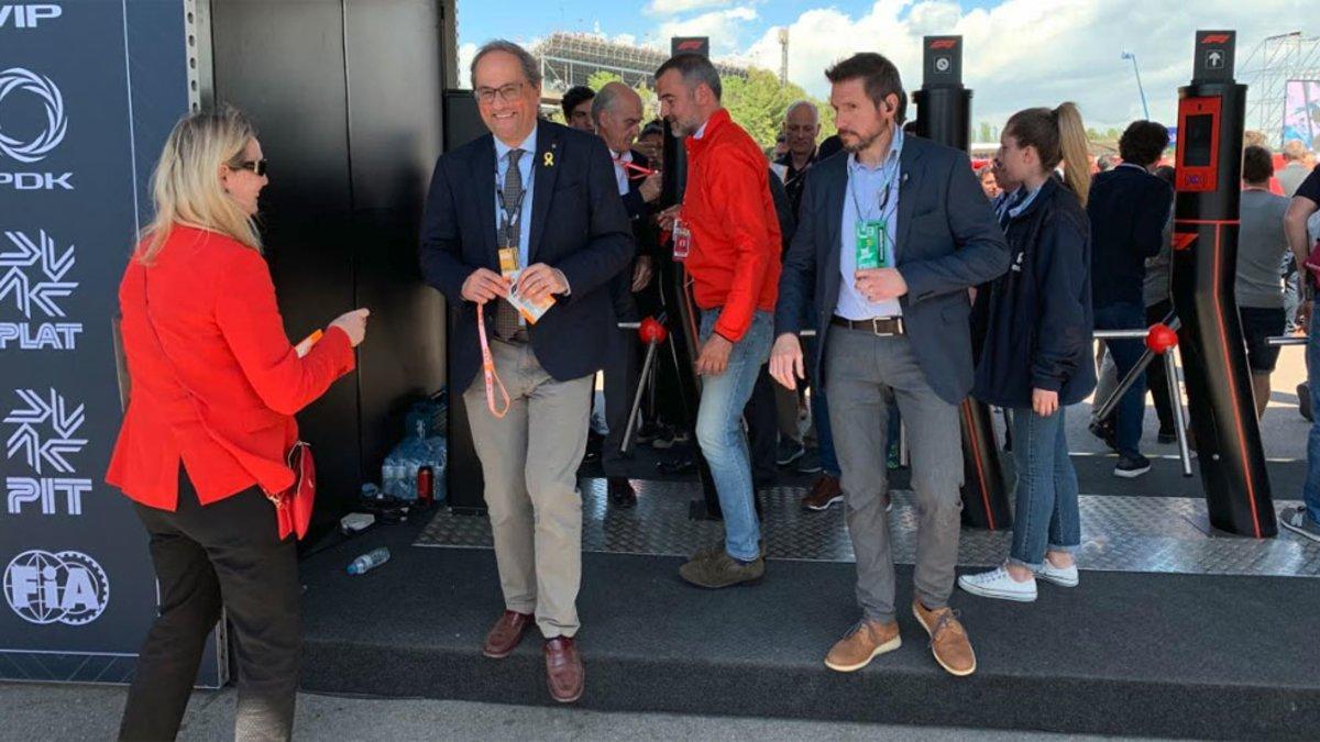 El president Quim Torra, a su llegada al Circuit