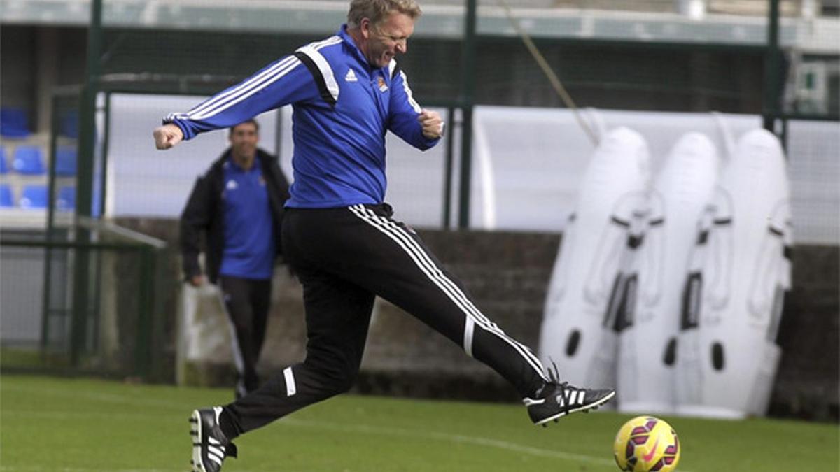 David Moyes, durante el entrenamiento de este viernes en Zubieta