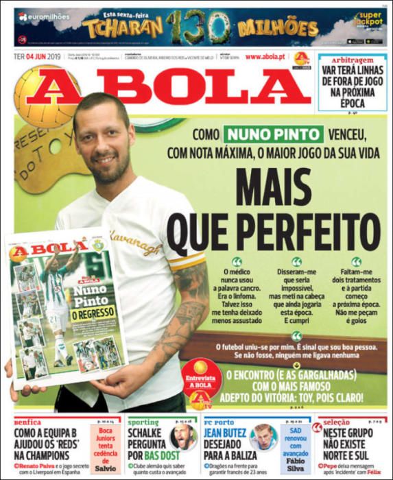 Portada A BOLA martes 4 de junio de 2019.