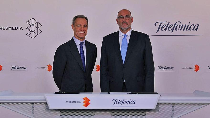 El conseller delegat d&#039;Atresmedia i el president executiu de Telefónica.