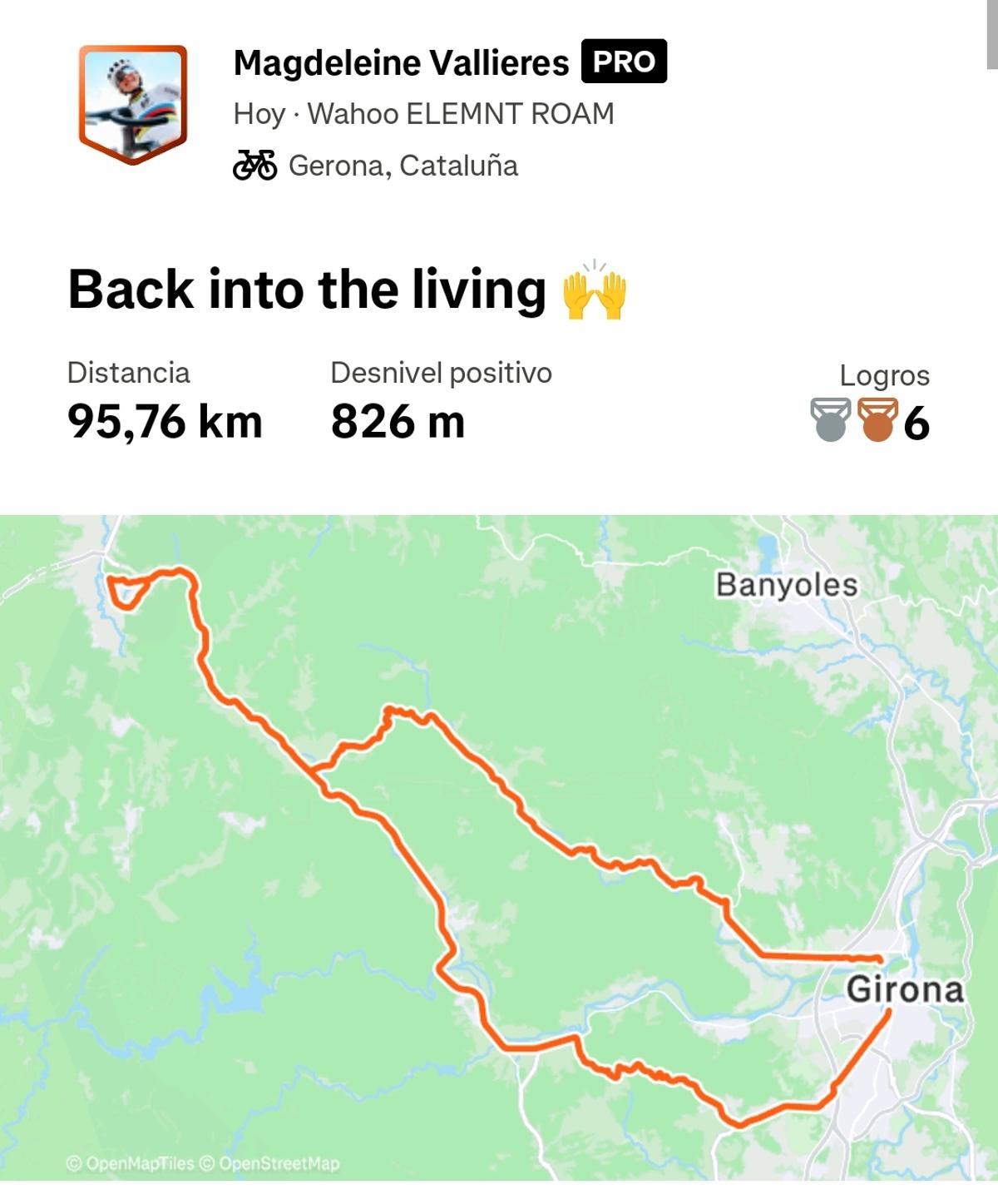 La ruta de la campiona del món, aquest dilluns.