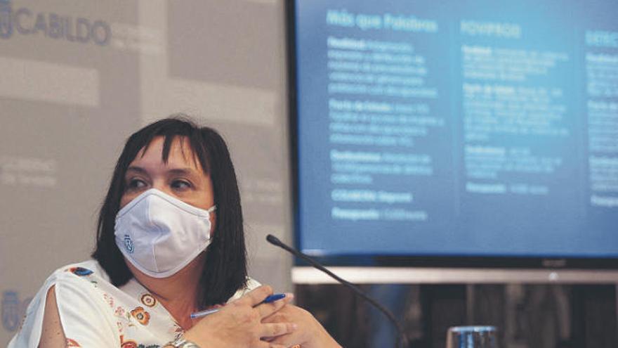 La consejera insular Marián Franquet durante la rueda de prensa.