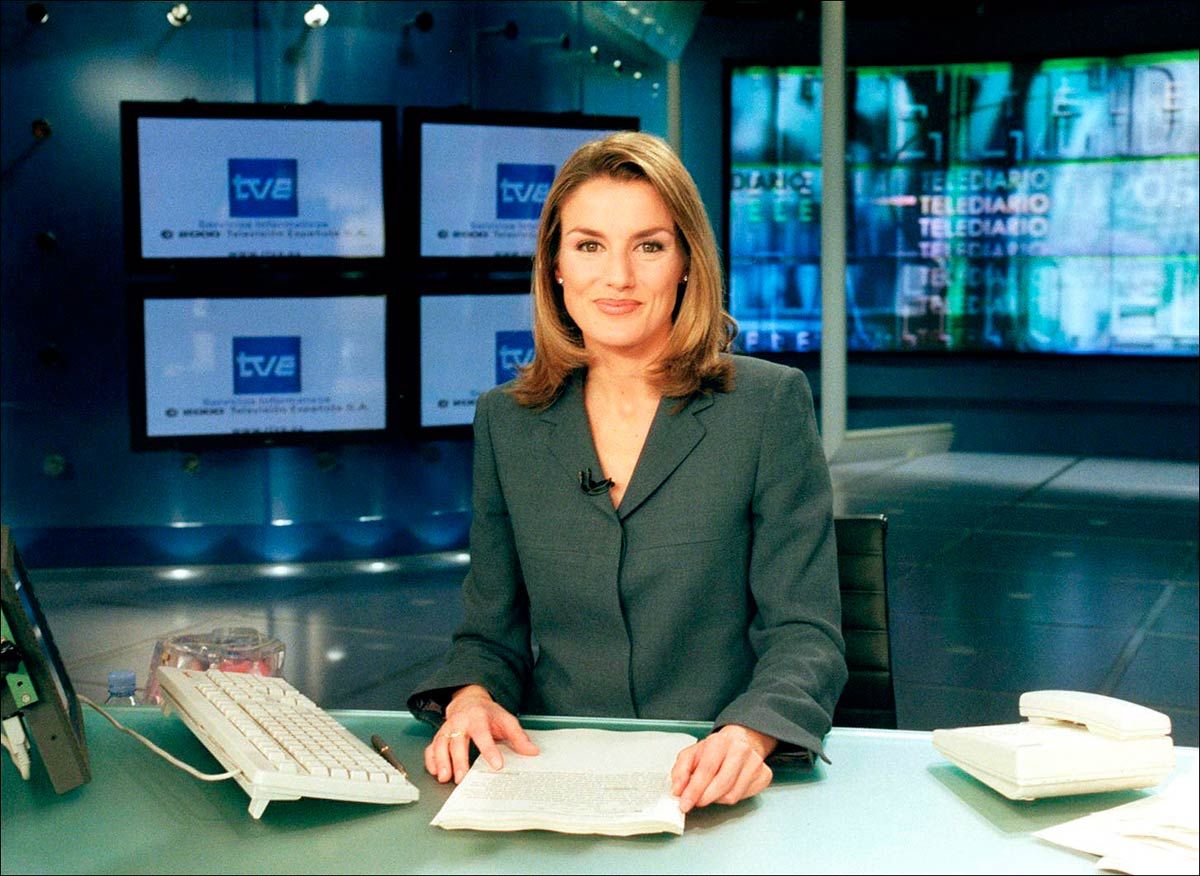 Letizia Ortiz Rocasolano durante su etapa como presentadora del Telediario de TVE