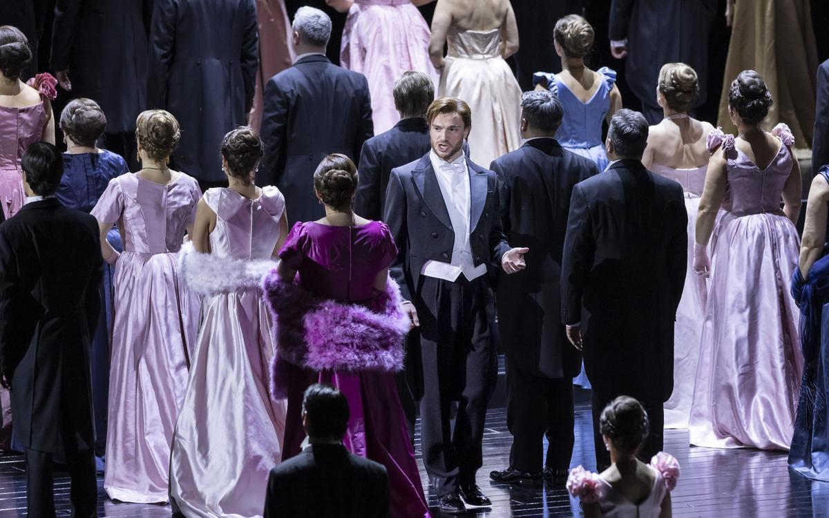 Un momento de la Yevgueni Oneguin, ayer en Les Arts.