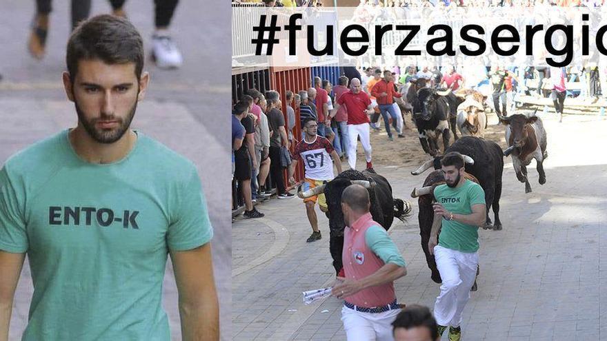 #fuerzaSergio, una afición volcada con el joven corredor de encierros