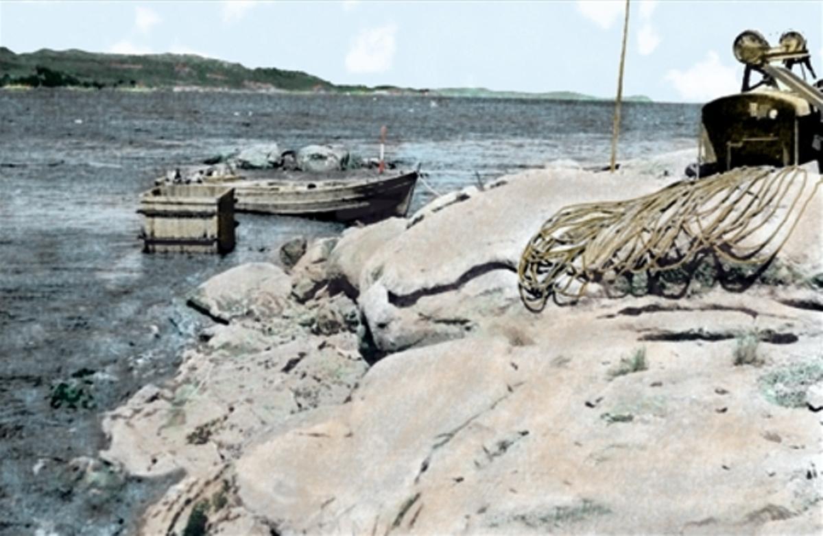 As obras do porto de Aldán no ano 1946.