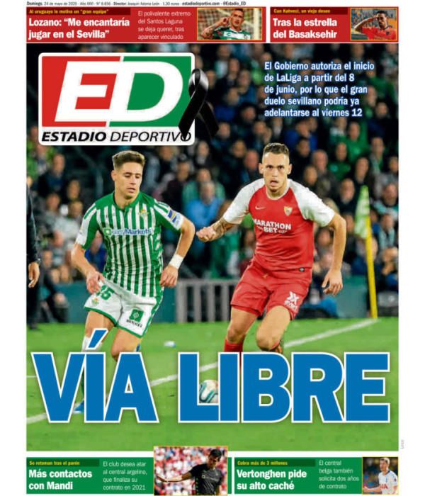 Portada ESTADIO DEPORTIVO domingo 24 mayo 2020