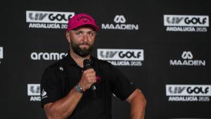 Archivo - Jon Rahm atiende a los medios durante su participación el torneo del LIV Golf celebrado en Valderrama en 2025