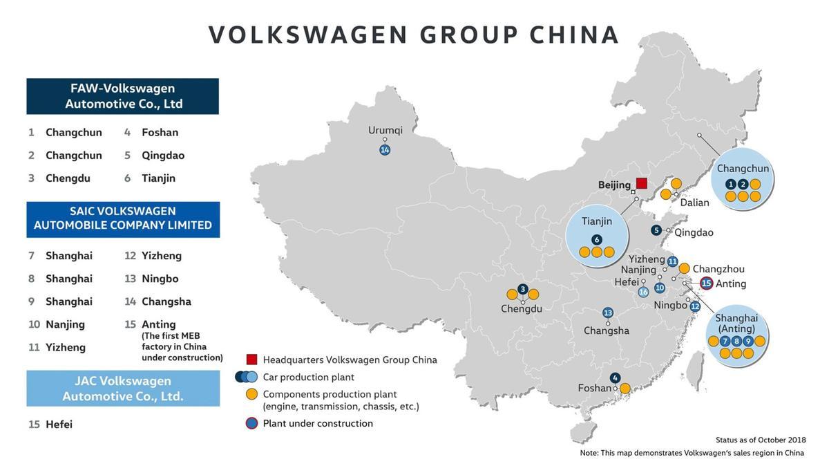 Presnencia de VW en China con la localización de la gigafactoría de Anting.