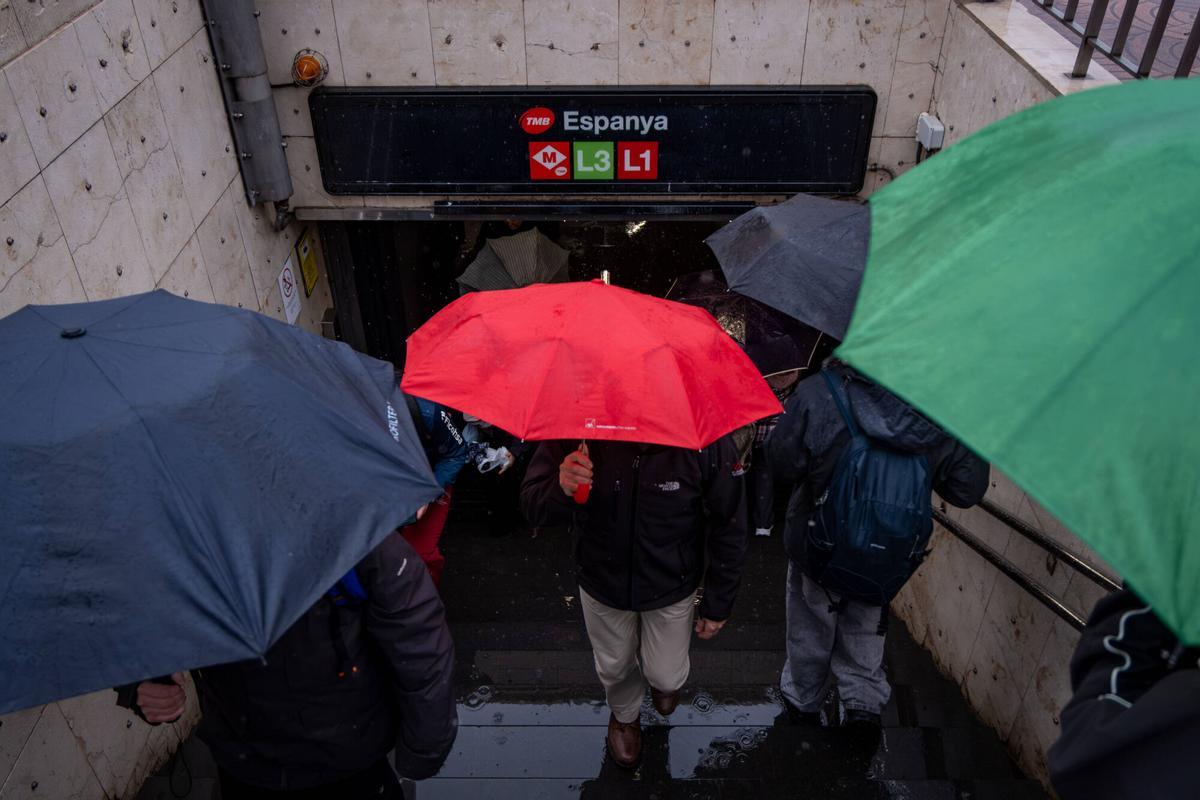Temporal de lluvias en Barcelona el día 13 de febrero de 2026.