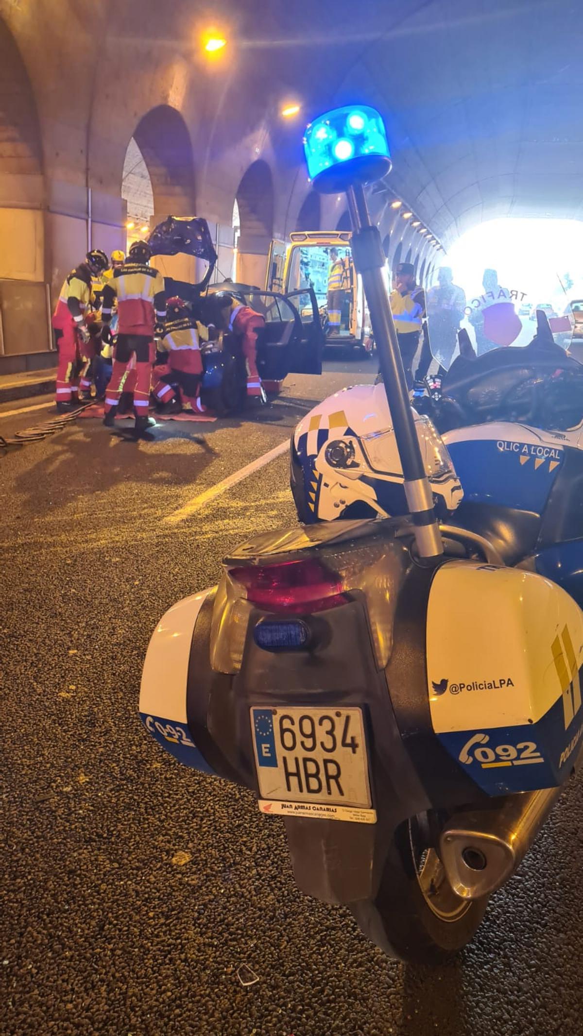 Un herido en un accidente en el túnel de La Ballena