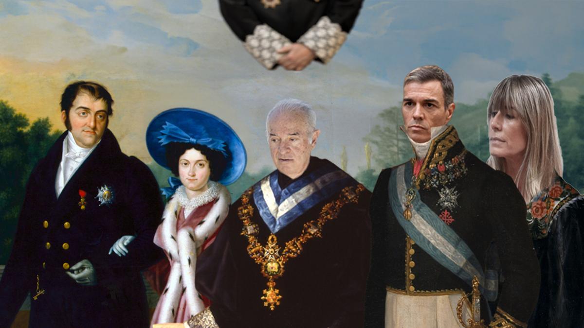 El juez Peinado, entre Fernando VII y su esposa María Cristina, y Pedro Sánchez y Begoña Gómez.  El propio instructor califica las conductas de la esposa del presidente del Gobierno como propias de regímenes absolutistas que se remontan a Fernando VII llamado "el rey felón".