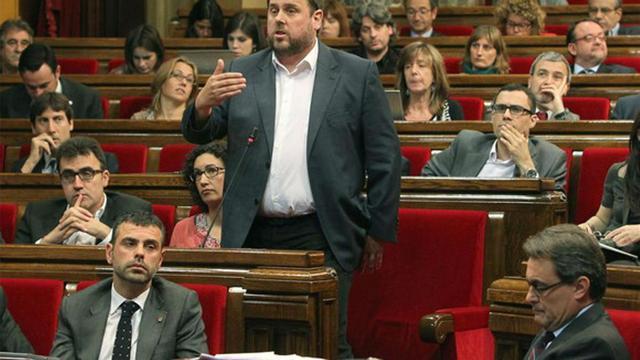Oriol Junqueras, en su escaño.