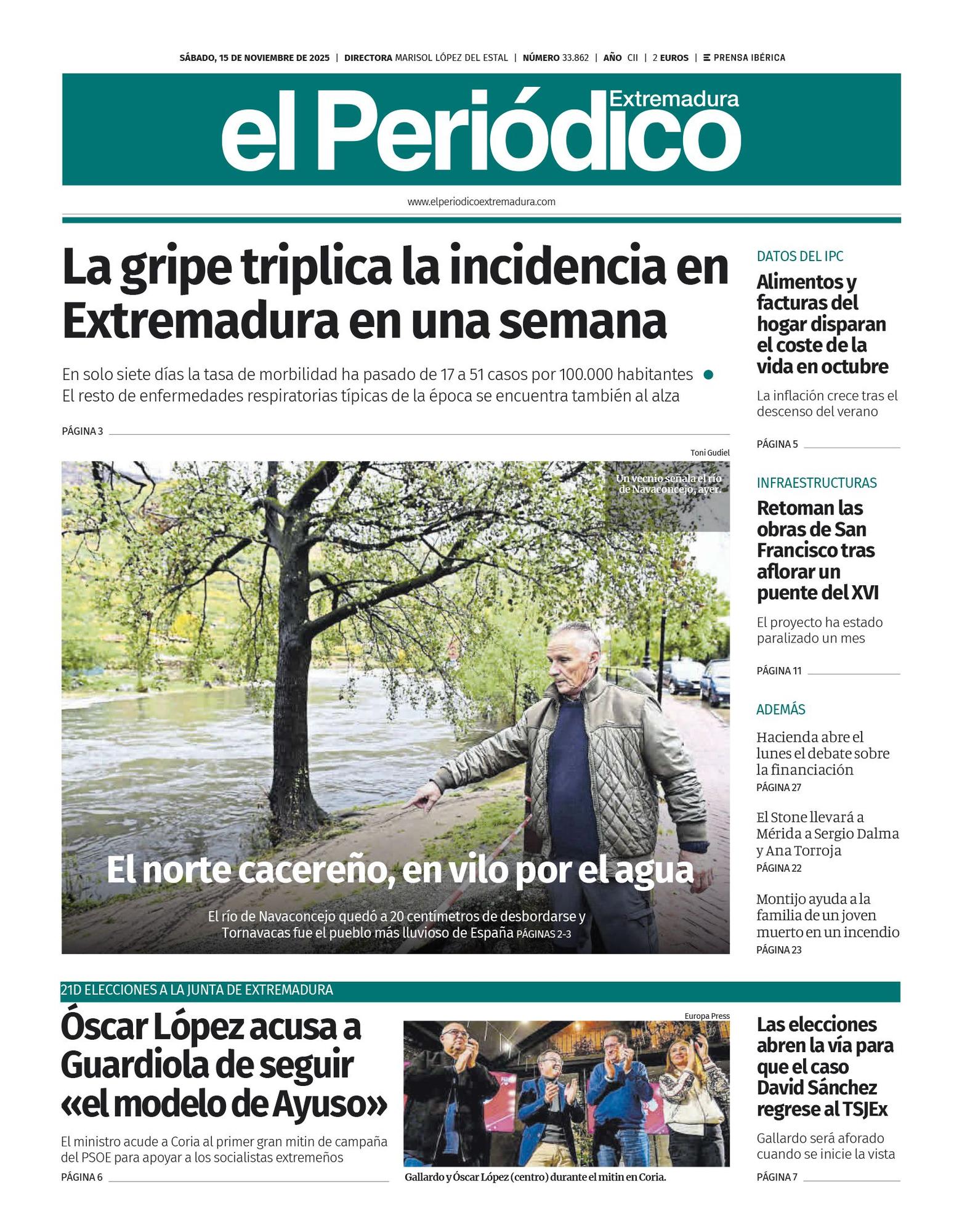 Consulta la portada correspondiente al día 15 de noviembre de 2025
