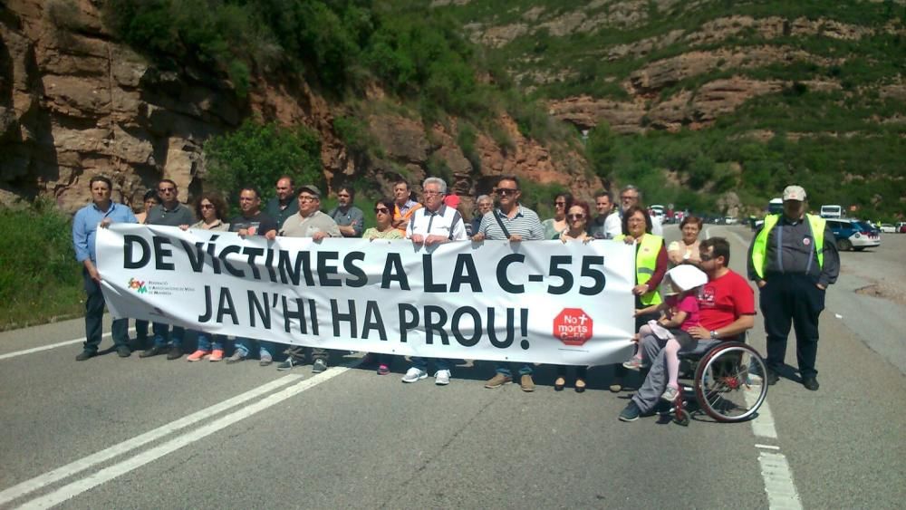 Protesta per la mort d'un camioner a la C-55