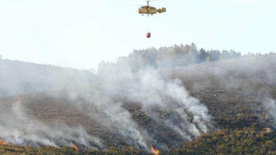 Helicóptero portugués apagando un incendio entre Latedo y Paradinha.