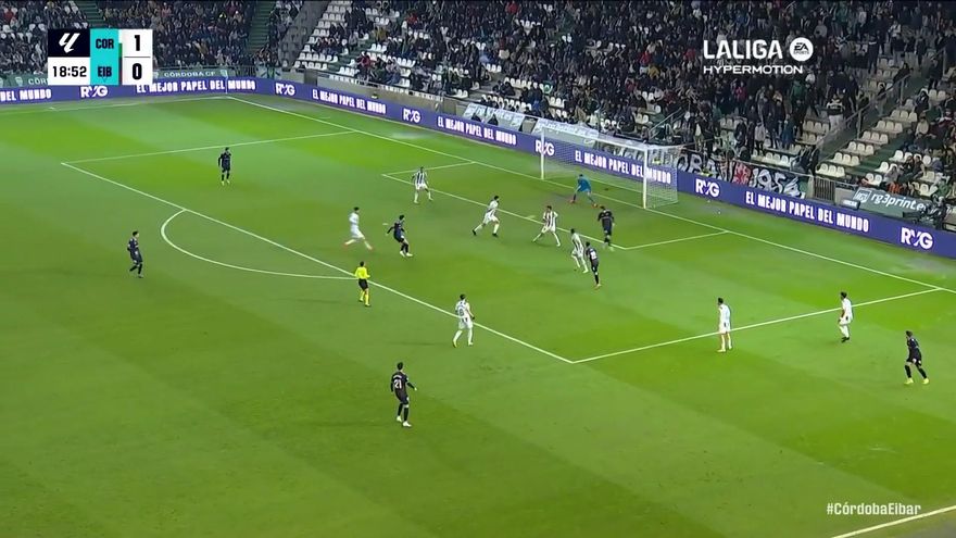 El 1-1 del Eibar en el Córdoba CF 2 - 1 SD Eibar de la jornada 20 de LaLiga Hypermotion