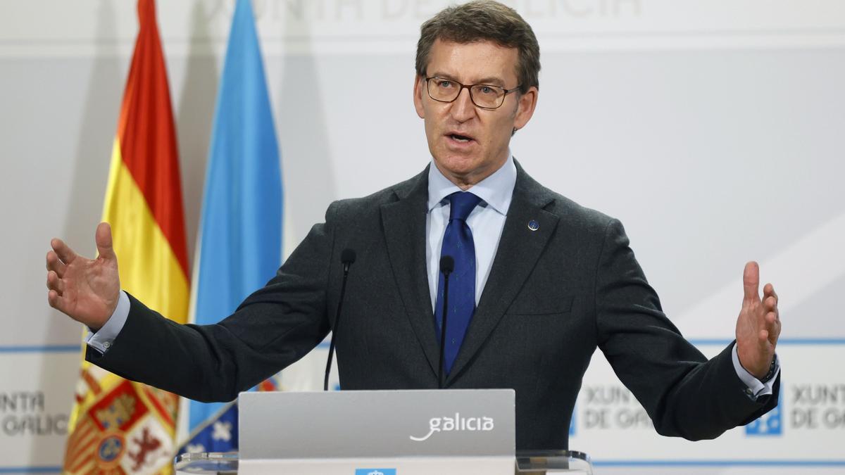 Feijóo durante una rueda de prensa.