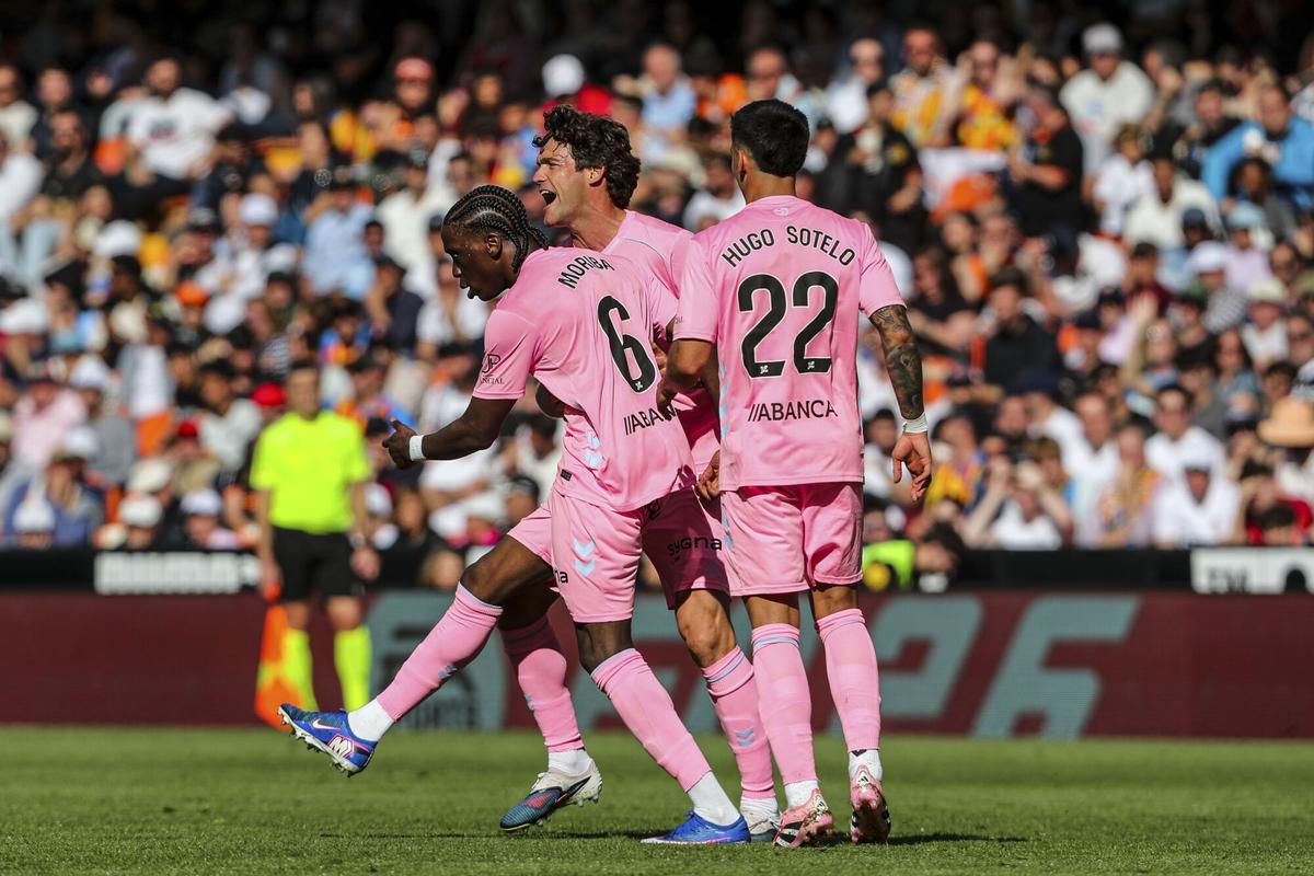 Ilaix Moriba tras marcar su gol al Valencia