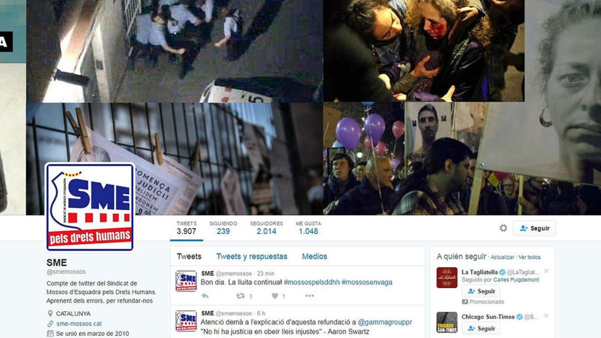 Imagen que los 'hackers' han colgado en la cuenta de Twitter del sindicato de los Mossos d'Esquadra.