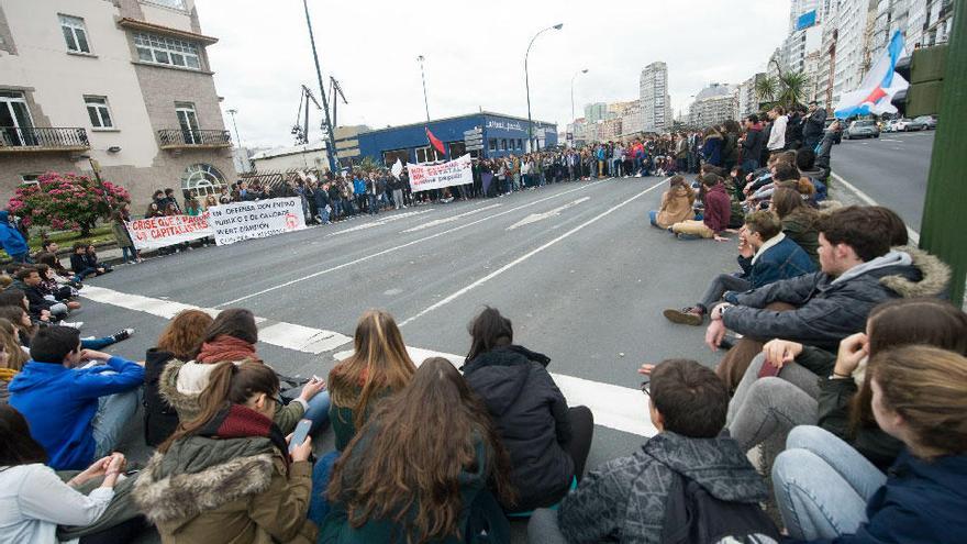 Manifestación de estudiantes en A Coruña el pasado mes de marzo.