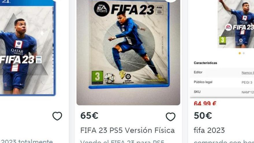 Imágenes del juego FIFA 2023 adquirido con el Bono Cultural y que se ha puesto a la venta.