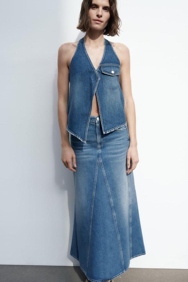 Falda larga denim
