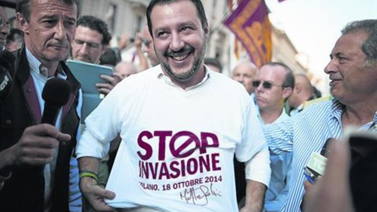 Discurso xenófobo 8Matteo Salvini, el pasado octubre en Milán, en un acto contra los inmigrantes.