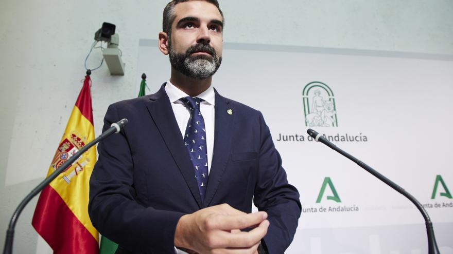 El consejero de Sostenibilidad, Medio Ambiente y Economía Azul de la Junta de Andalucía, Ramón Fernández-Pacheco, durante la rueda de prensa posterior al Consejo de Gobierno andaluz en el Palacio de San Telmo, a 27 de septiembre de 2022, en Sevilla (Andal