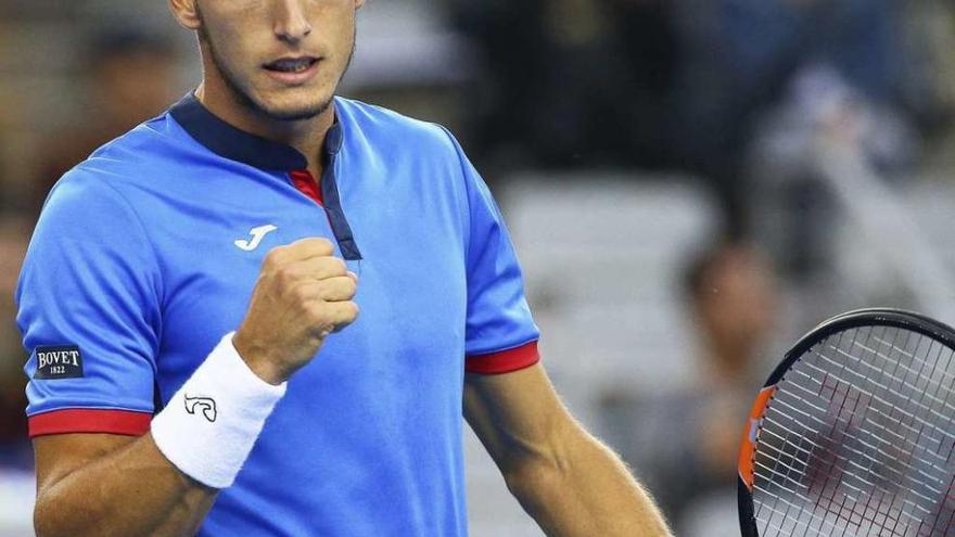 Pablo Carreño, celebrando un punto.