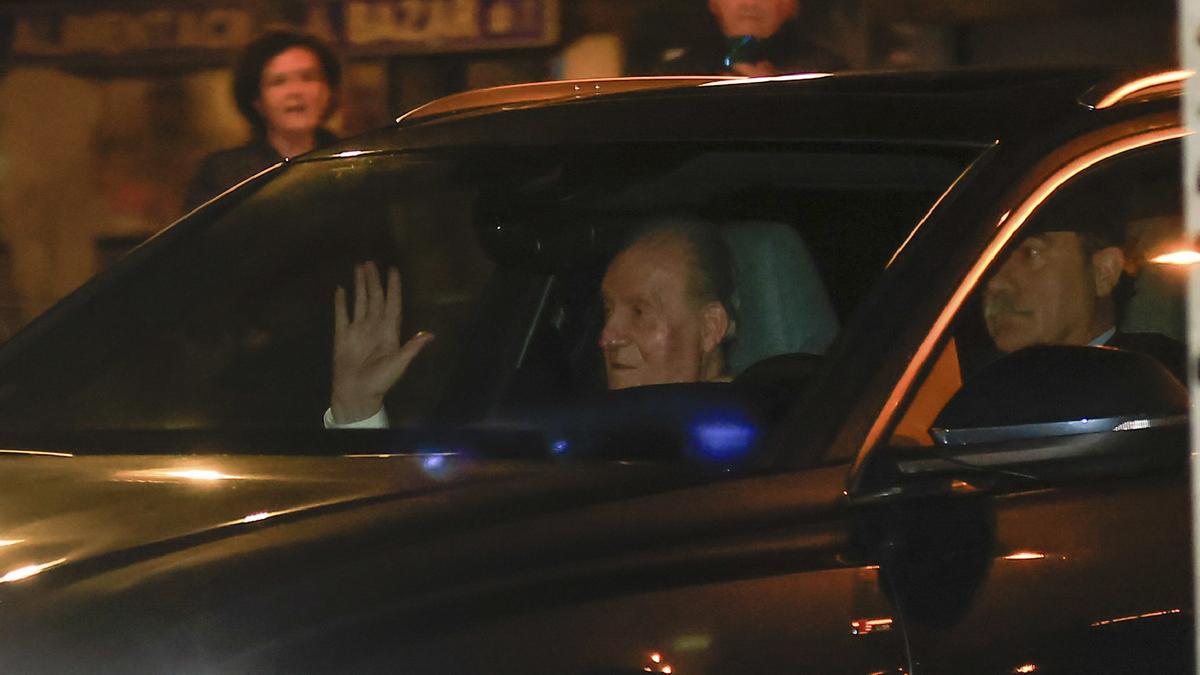 Juan Carlos I llegando a la celebración privada del dieciocho cumpleaños de la princesa Leonor