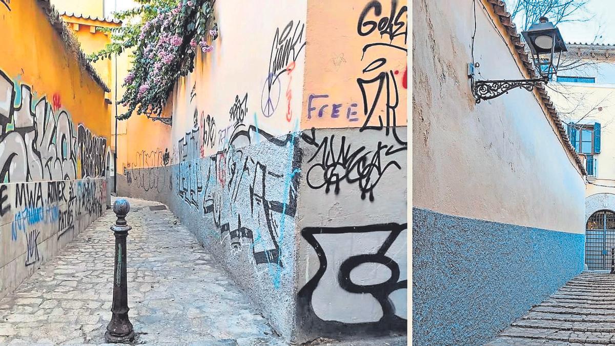 Antres y depués de las pintadas vandálicas