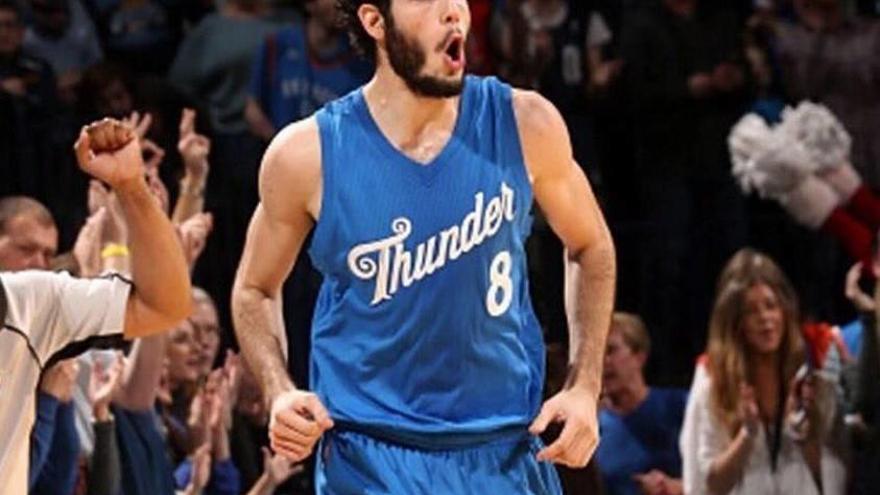 Àlex Abrines en un partido disputado con los Thunder.