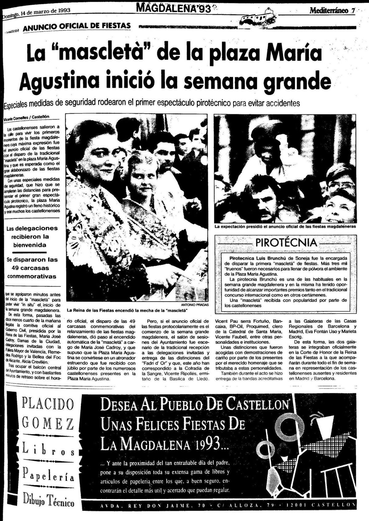 Página del Mediteráneo del domingo, 14 de marzo de 1993.