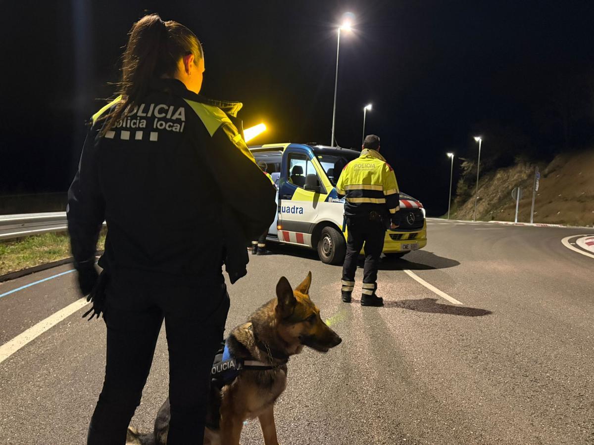 Un moment del control policial a Vidreres.