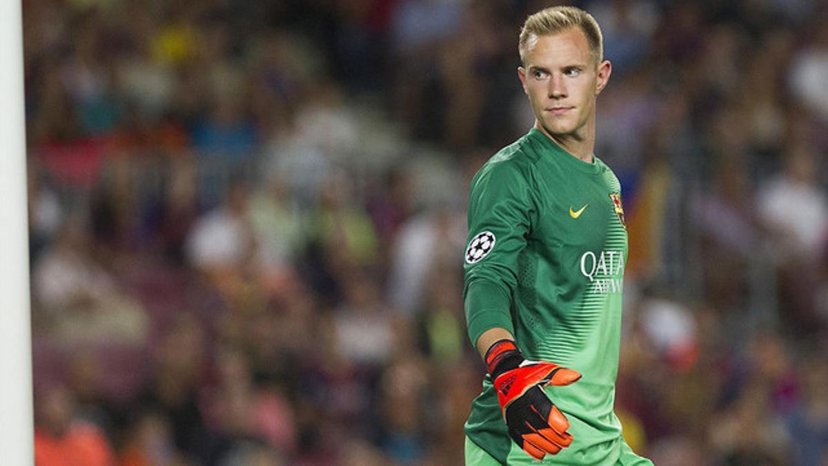 Ter Stegen, durante el partido contra el Apoel en el Camp Nou, el pasado 17 de septiembre