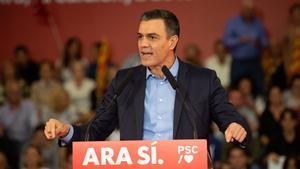 Pedro SÃ¡nchez dirigiendose a los asistentes del acto polÃ­tico en Viladecans (Barcelona), a 30 de octubre de 2019.
