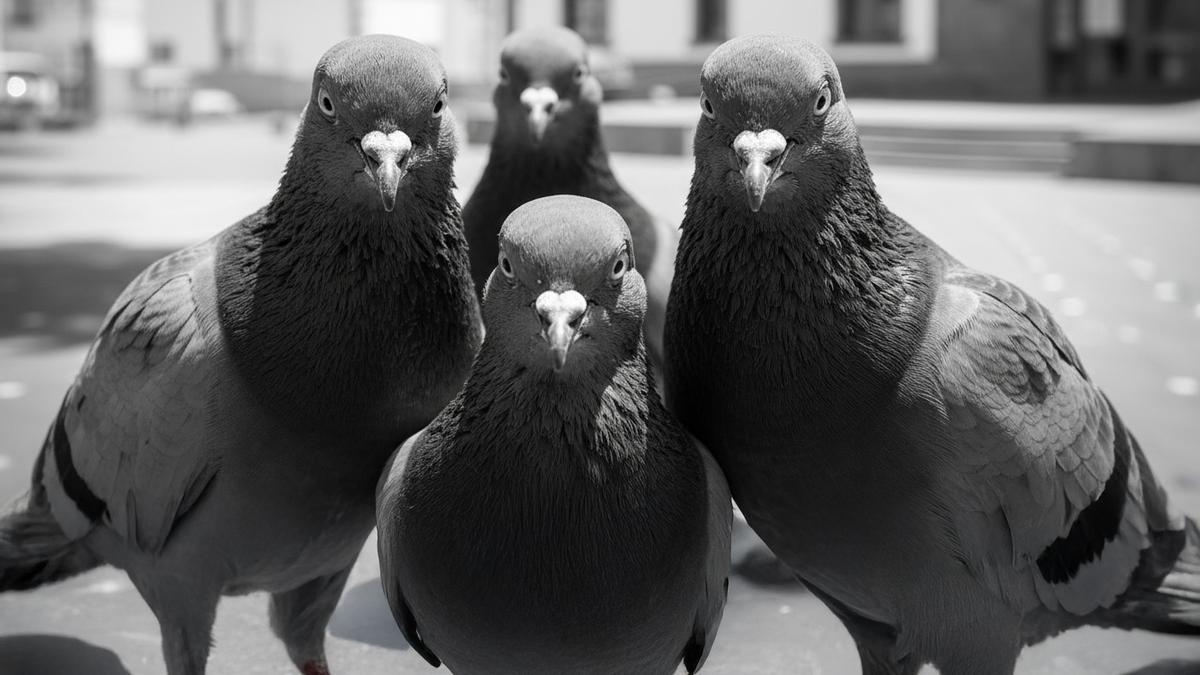 Palomas en la plaza de Santiago de Tunte.
