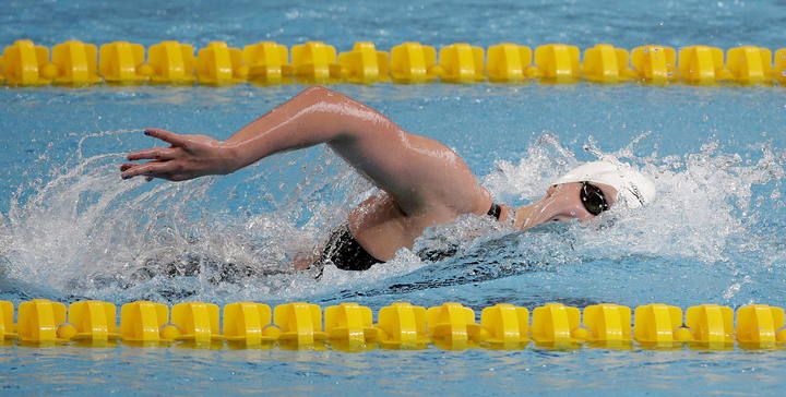 La estadounidense Katie Ledecky, durante las semifinales del 1.500 en las que ha batido el récord del mundo