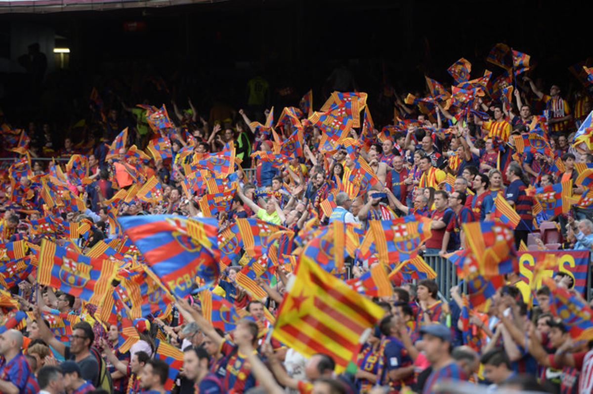 La afición del Barça, en la grada del Camp Nou.