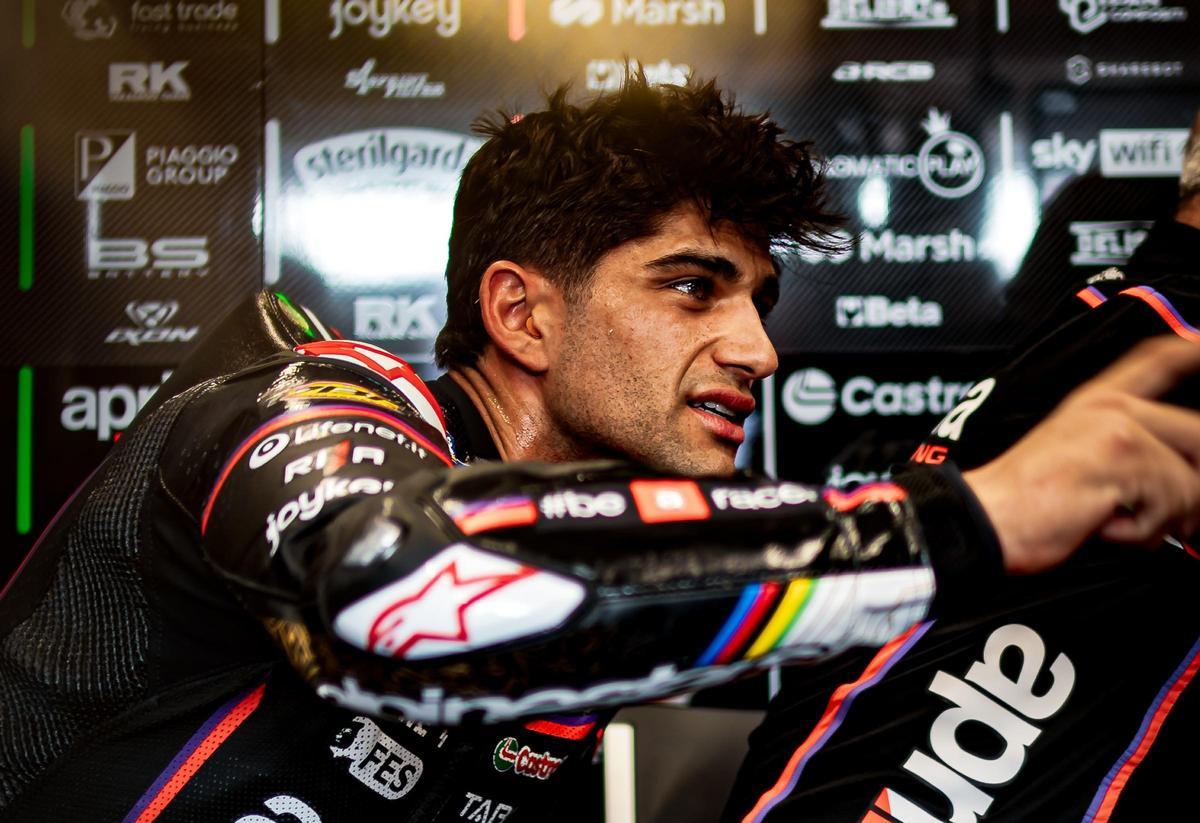 Jorge Martín, en el boxe de Aprilia Racing.