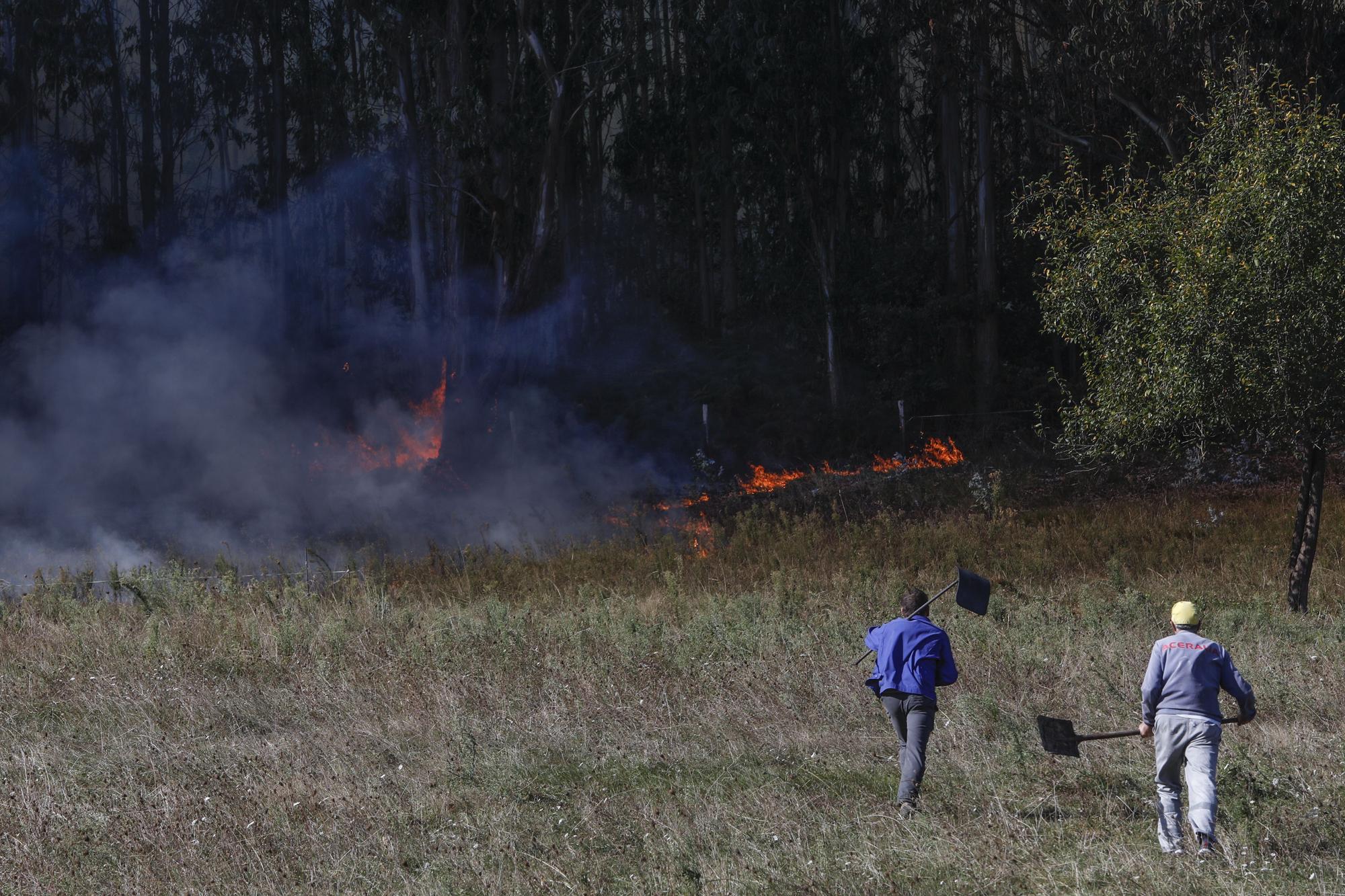 En imágenes: se reactiva el incendio en la vertiente gijonesa del Monte Areo