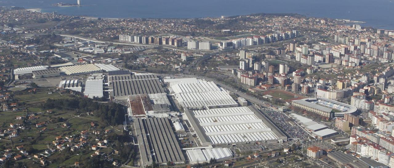 Vista aérea del polígono industrial de Balaídos.